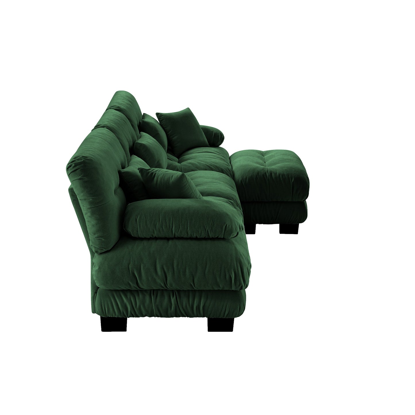 NEWn Luxury Chenille Green Oversized Modular Sectional L Shaped Cloud Deep Seat Sofa Couch with Convertible Ottoman