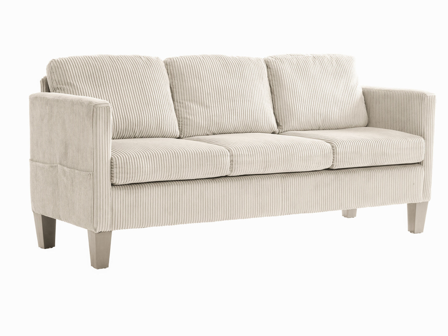 NEW Off White Modern Luxury L-Shaped Sofa with Padded Corduroy