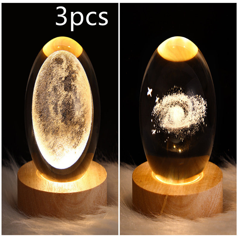 NEW LED Night Light Galaxy Crystal Ball Table Lamp 3D Planet Moon Lamp Bedroom Home Decor For Kids Party Children Birthday Gifts