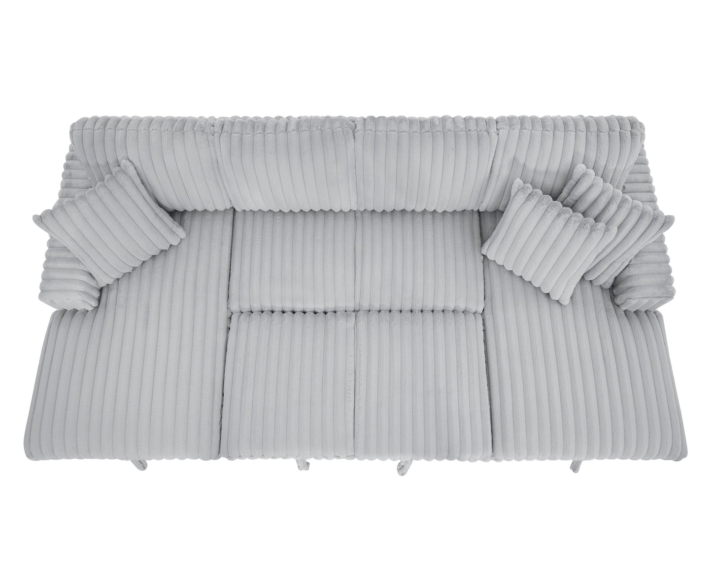 NEW Rabbit Plush Grey Corduroy Fabric Oversized Pull Out U Shaped Sleeper Sectional Sofa Bed Couch with Double Storage Chaise