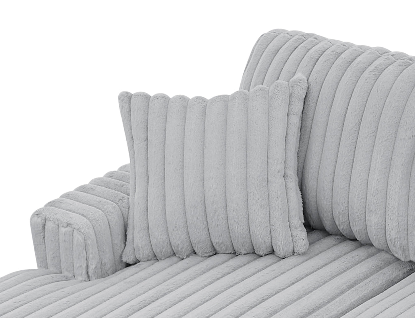 NEW Rabbit Plush Grey Corduroy Fabric Oversized Pull Out U Shaped Sleeper Sectional Sofa Bed Couch with Double Storage Chaise