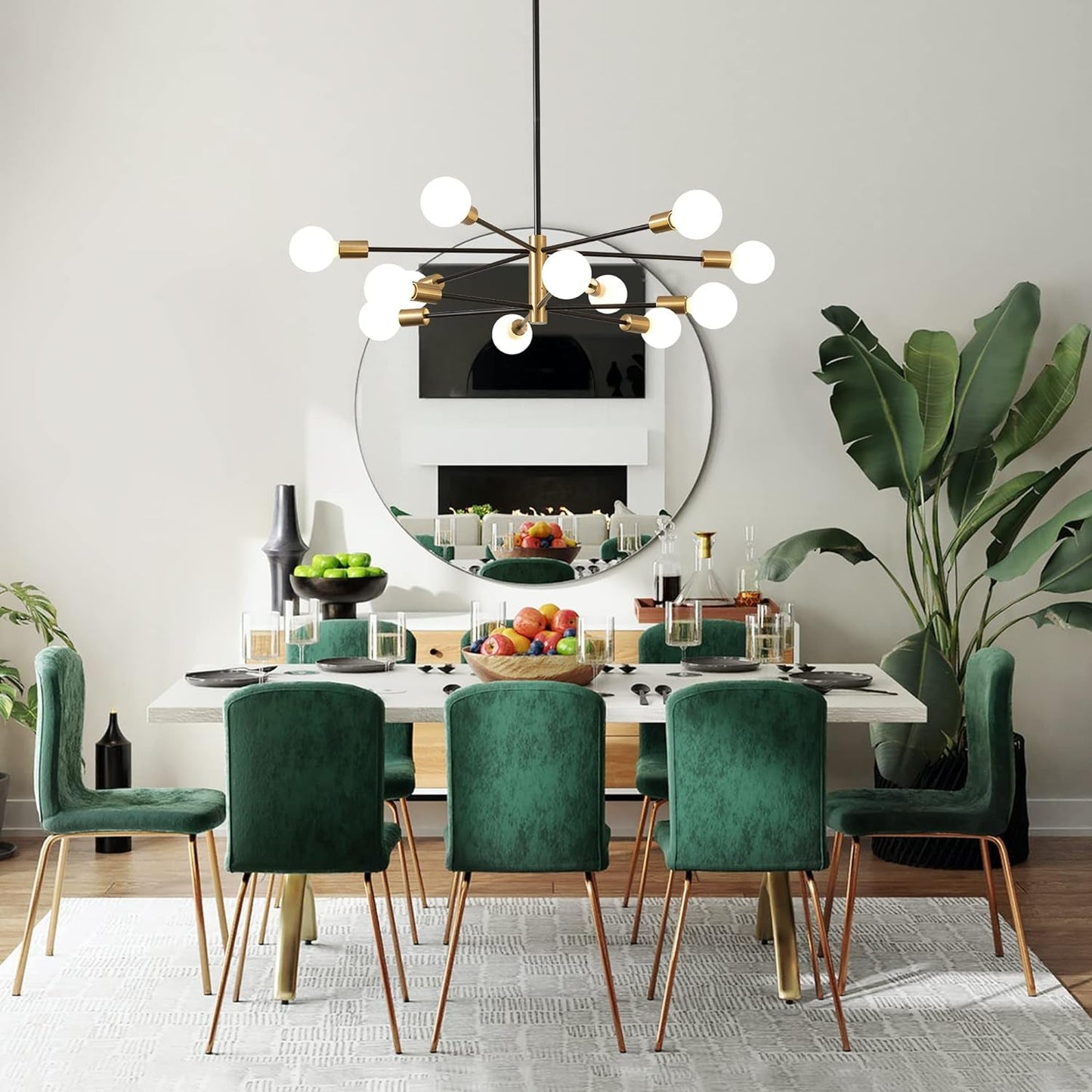 NEW Gold Black Sputnik Chandelier 12 Light With Adjustable Height