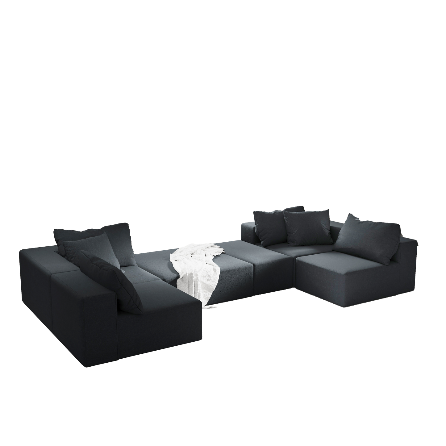 NEW Modern Upholstered Modular L-Shaped Sectional Sofa Couch Set Modular with 6 Pillows