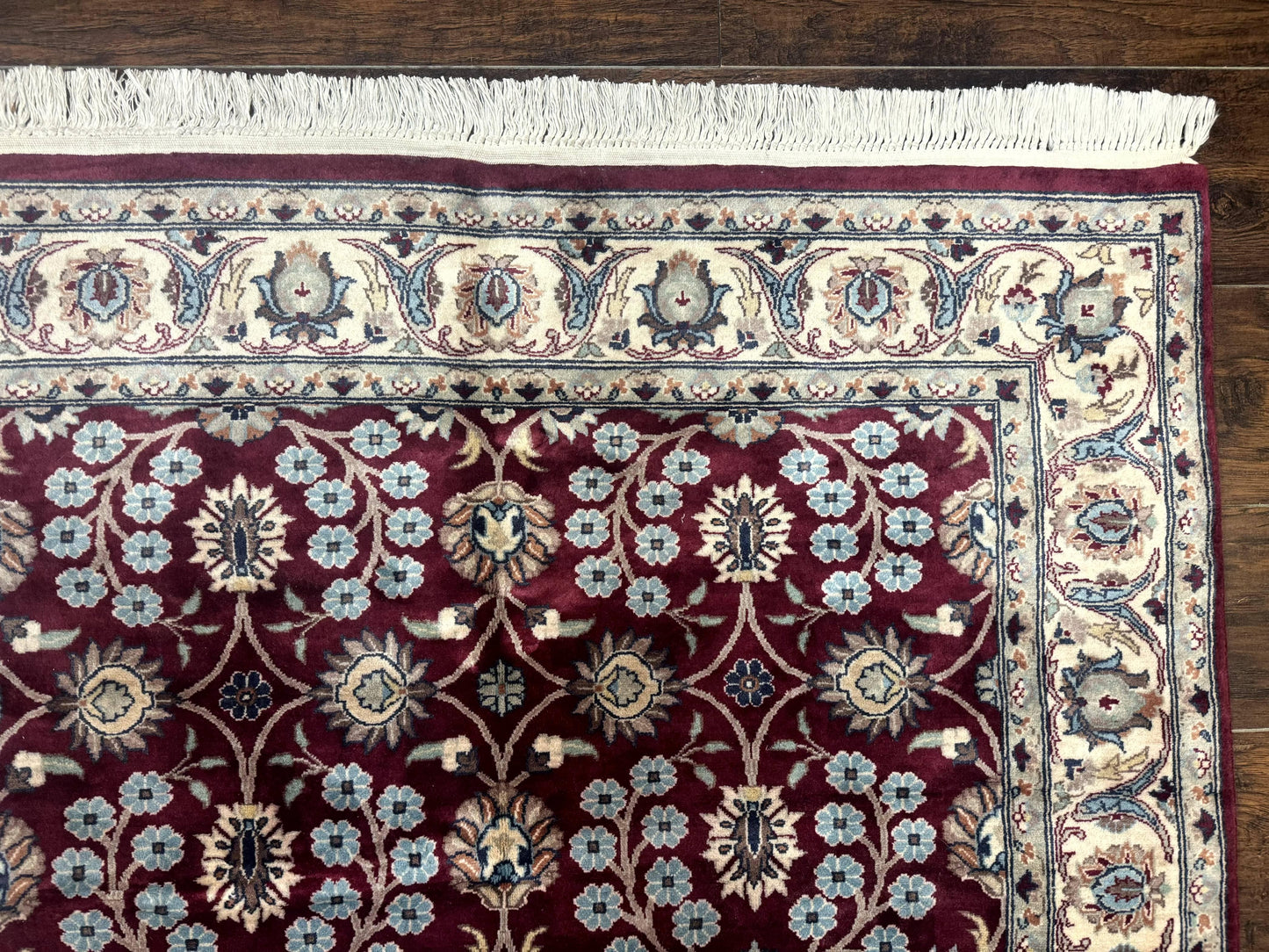 USED Pak Persian Rug 4x6, Floral Allover, Vintage Wool Carpet, Plum and Ivory