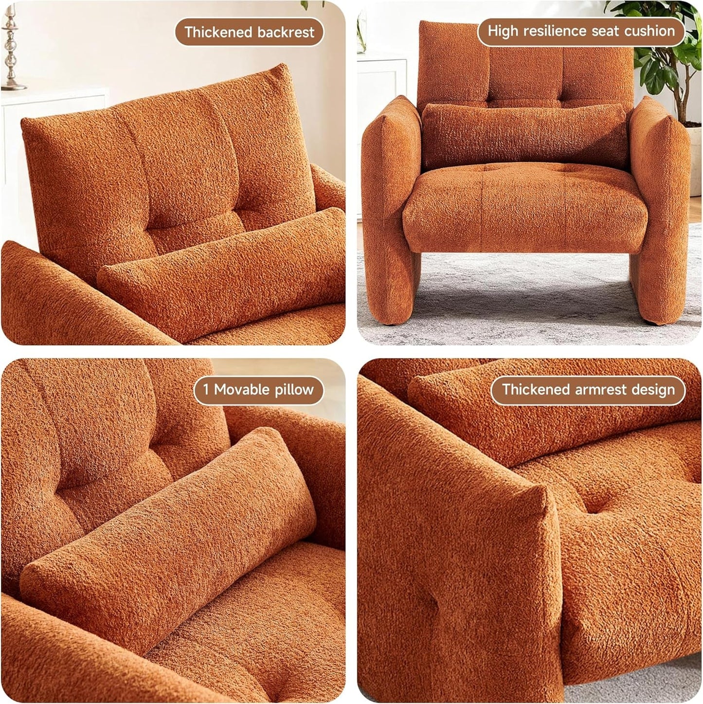 NEW Taupe Sherpa Upholstered Accent Arm Chair Luxurious