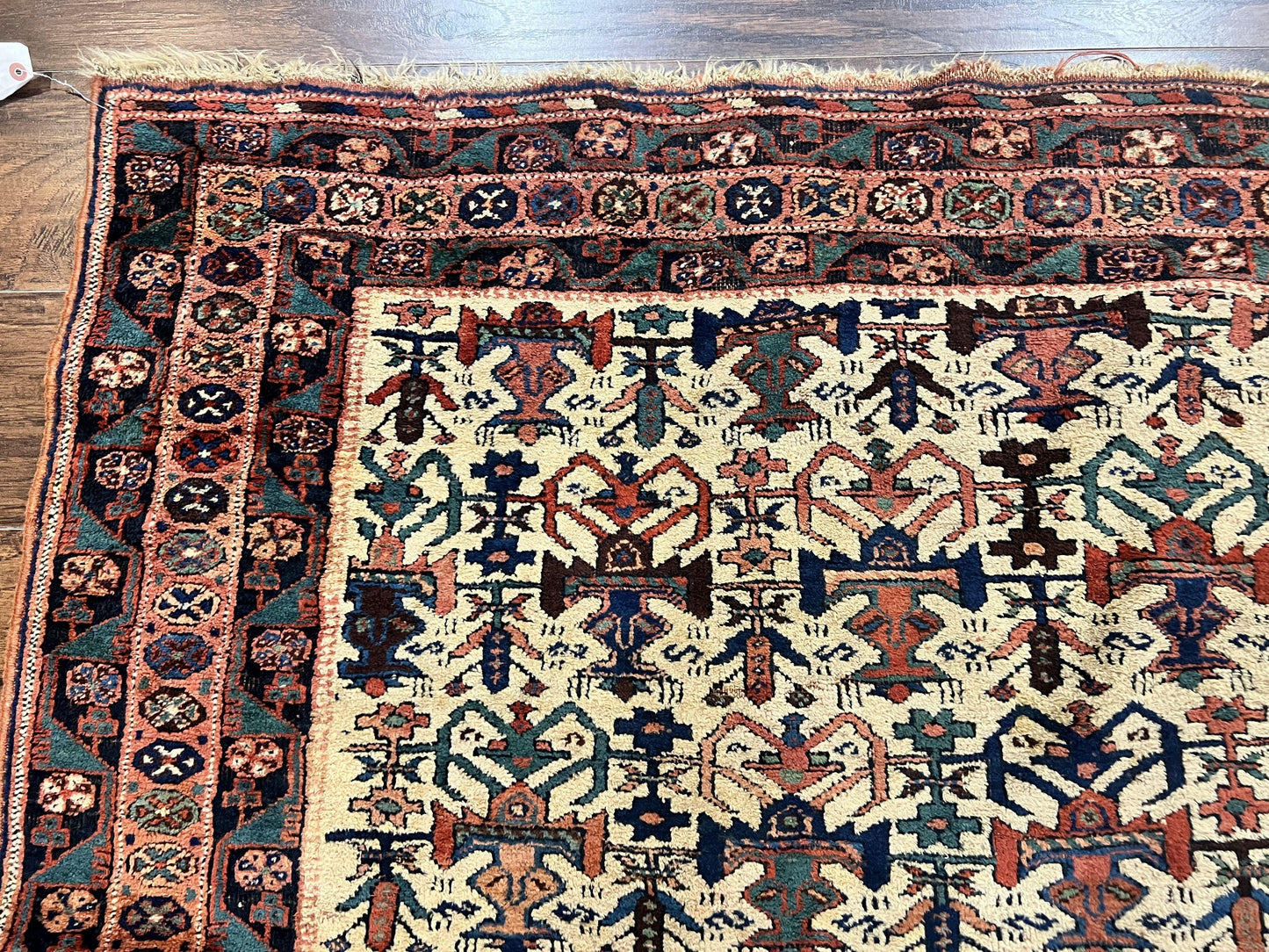 USED Persian Afshar Rug 5x6, Allover Repeated Motif, Wool Tribal Carpet, Handmade Semi Antique Rug