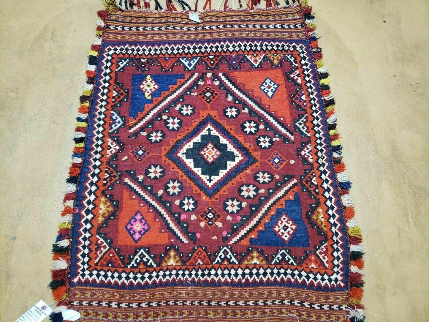 USED 3' X 4' Antique Handmade Turkish Wool Kilim Rug Decorative Seat Cover
