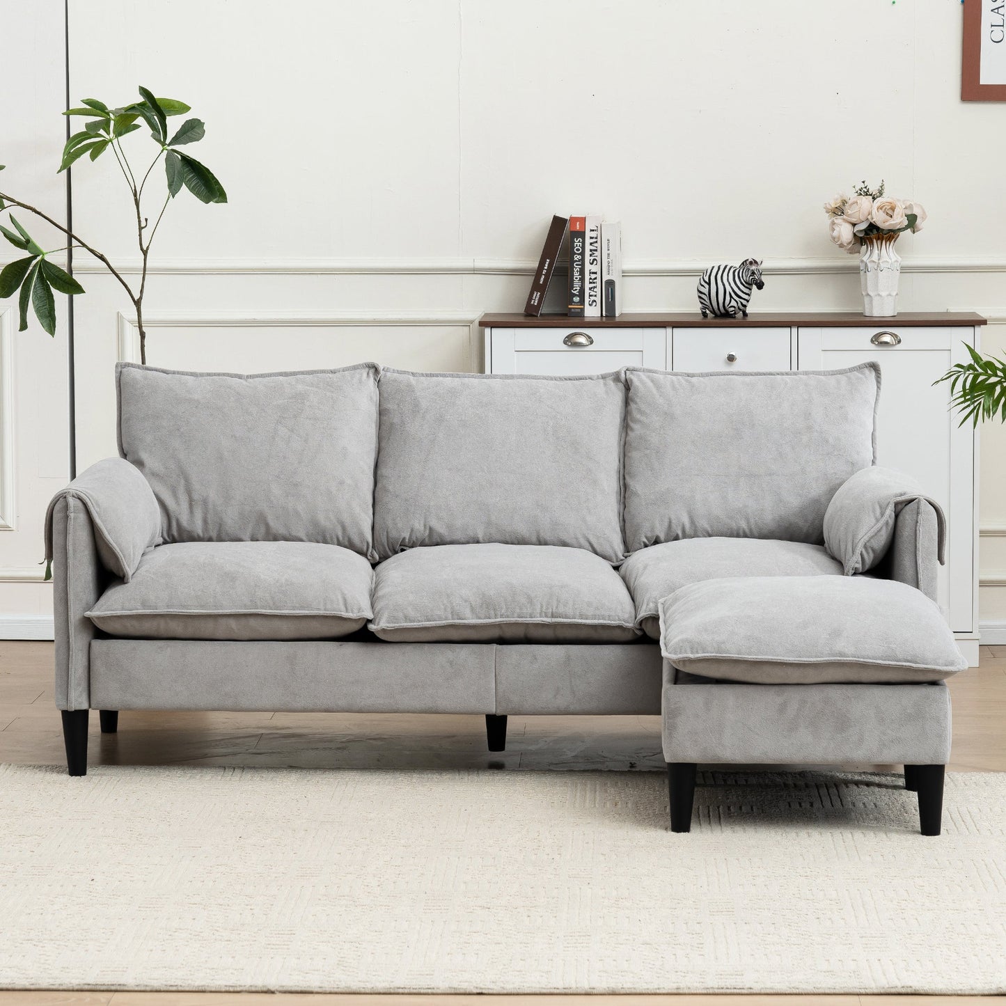 NEW Beige Convertible Combination L-Shaped Sofa with Footstools Storage