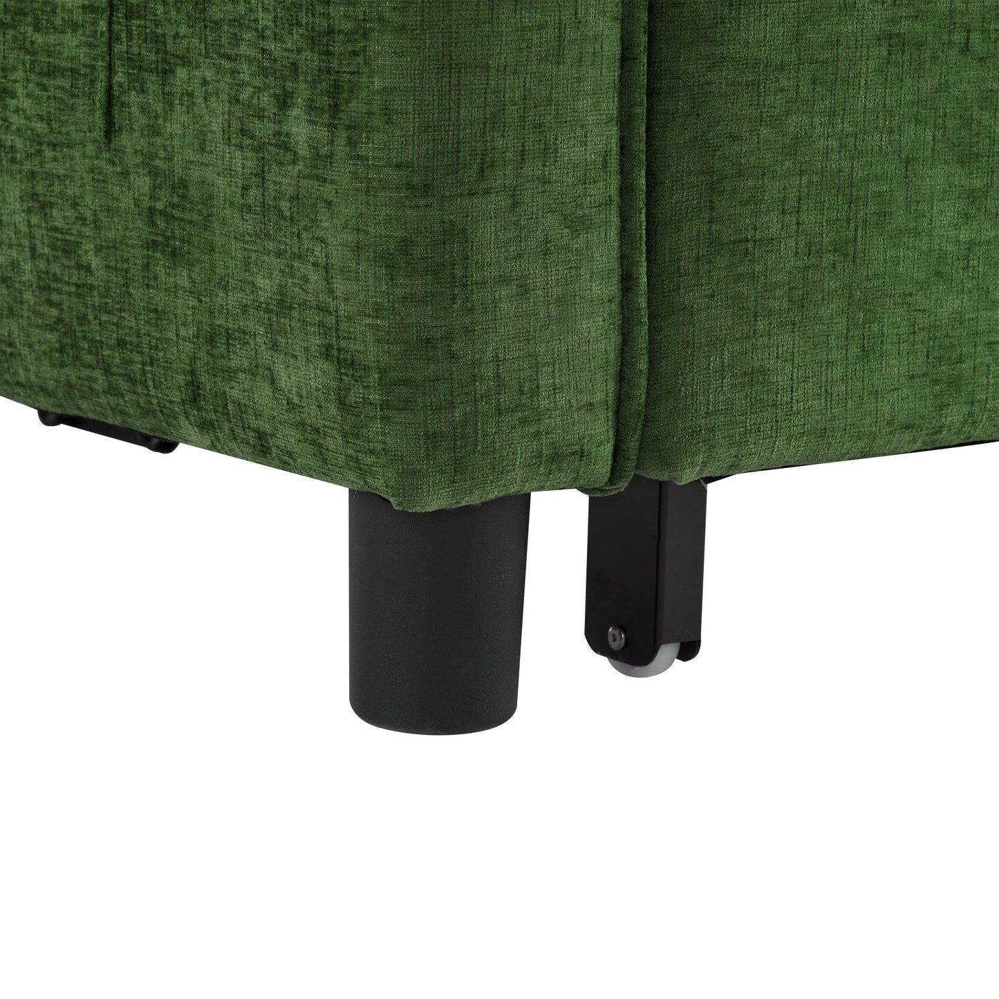 NEW 56.9' Convertible Loveseat Sofa Bed with Adjustable Backrest, USB Ports, Phone Holder, Side Pockets, Green Chenille,