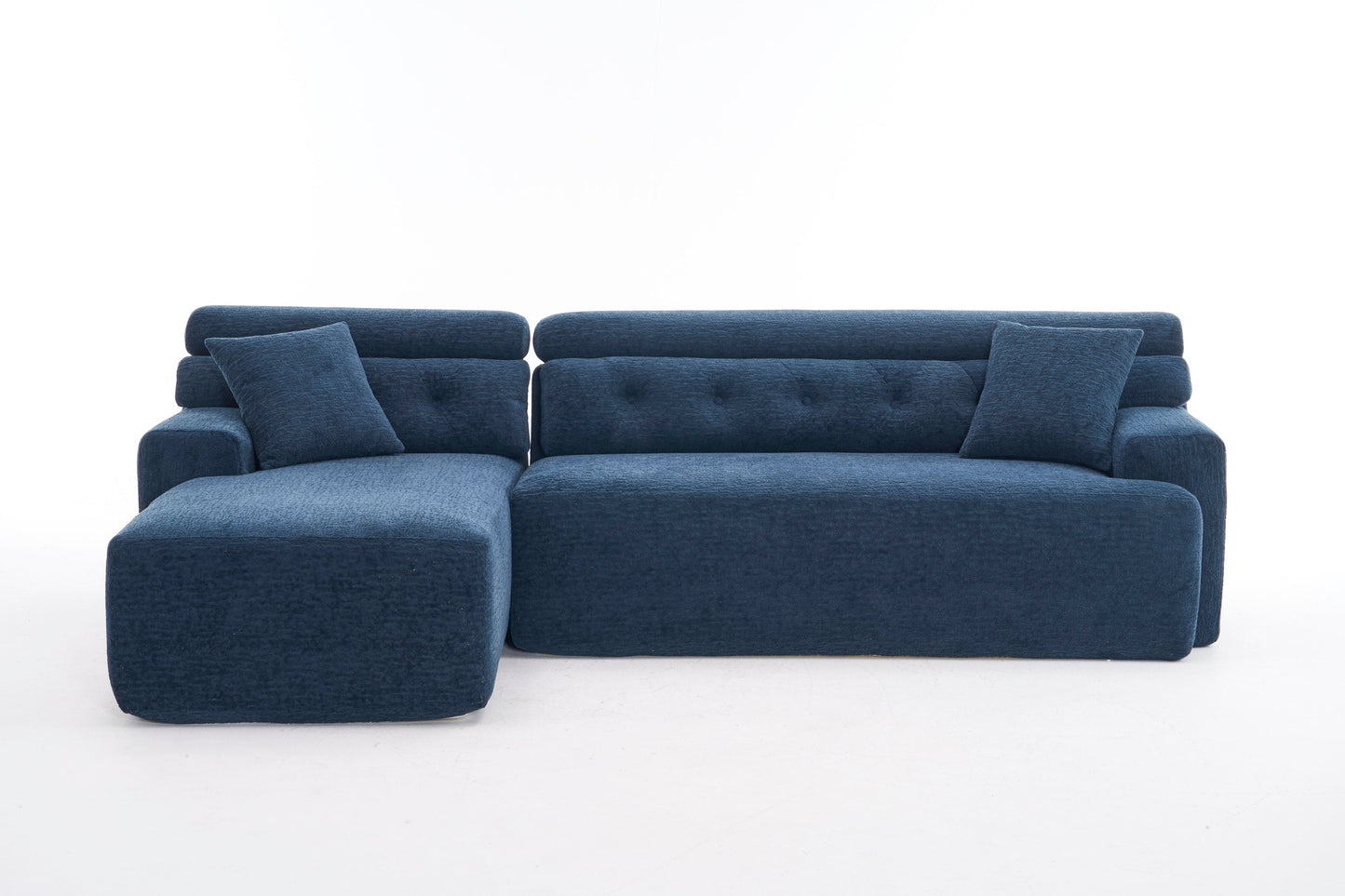 NEW 105'' Blue Cloud Sectional Couch with L-Shape Chaise Modern Modular Deep Seat Boneless Sofa
