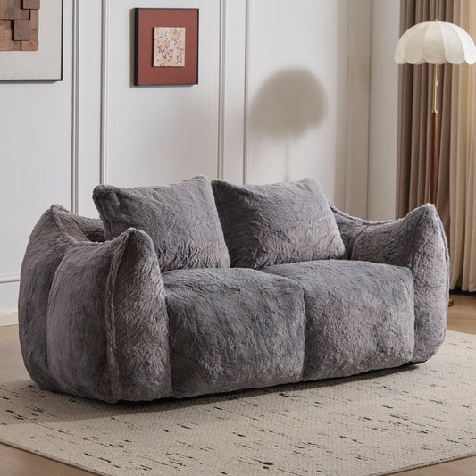NEW Adult Ultra Soft Giant Fluffy Loveseat Bean Bag Couch Ultra Soft Fluffy Loveseat Bean Bag Sofa Reading Chair with Pillows