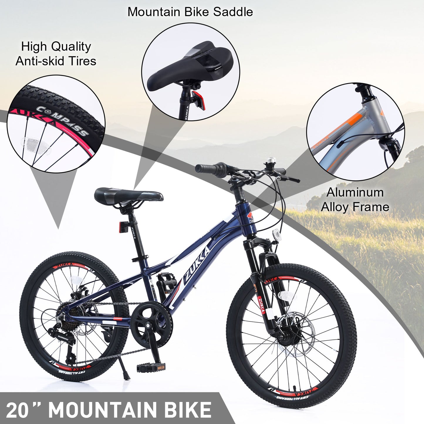 NEW 20" Shimano 7-Speed Mountain Bike for Girls and Boys