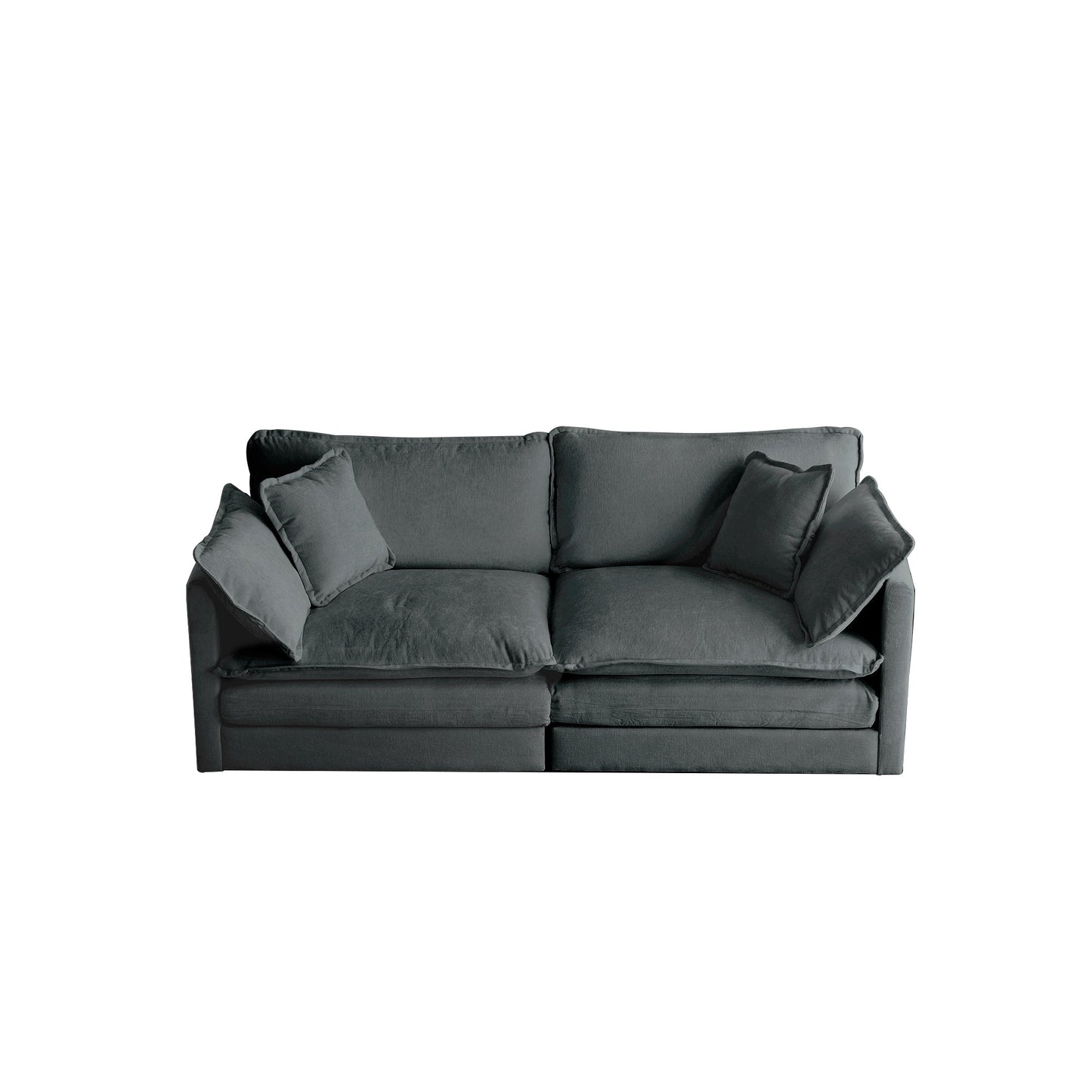 NEW Modern Gray Chenille Fabric Loveseat Upholstered Large Size Deep Seat 2-Seat Sofa Couch with 4 Pillows