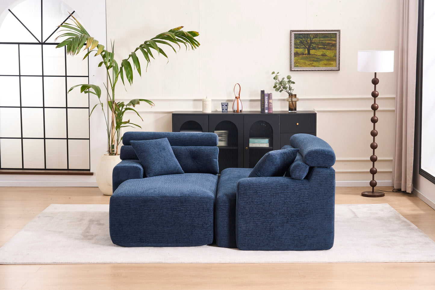NEW 105'' Blue Cloud Sectional Couch with L-Shape Chaise Modern Modular Deep Seat Boneless Sofa