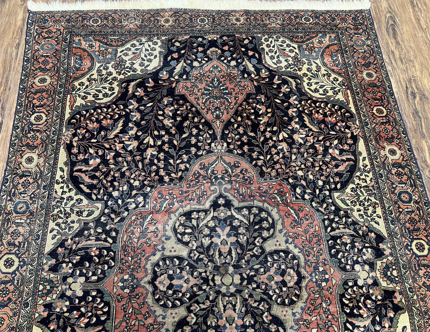 USED Antique Persian Sarouk Farahan Rug 4x7, Collectible Persian Carpet