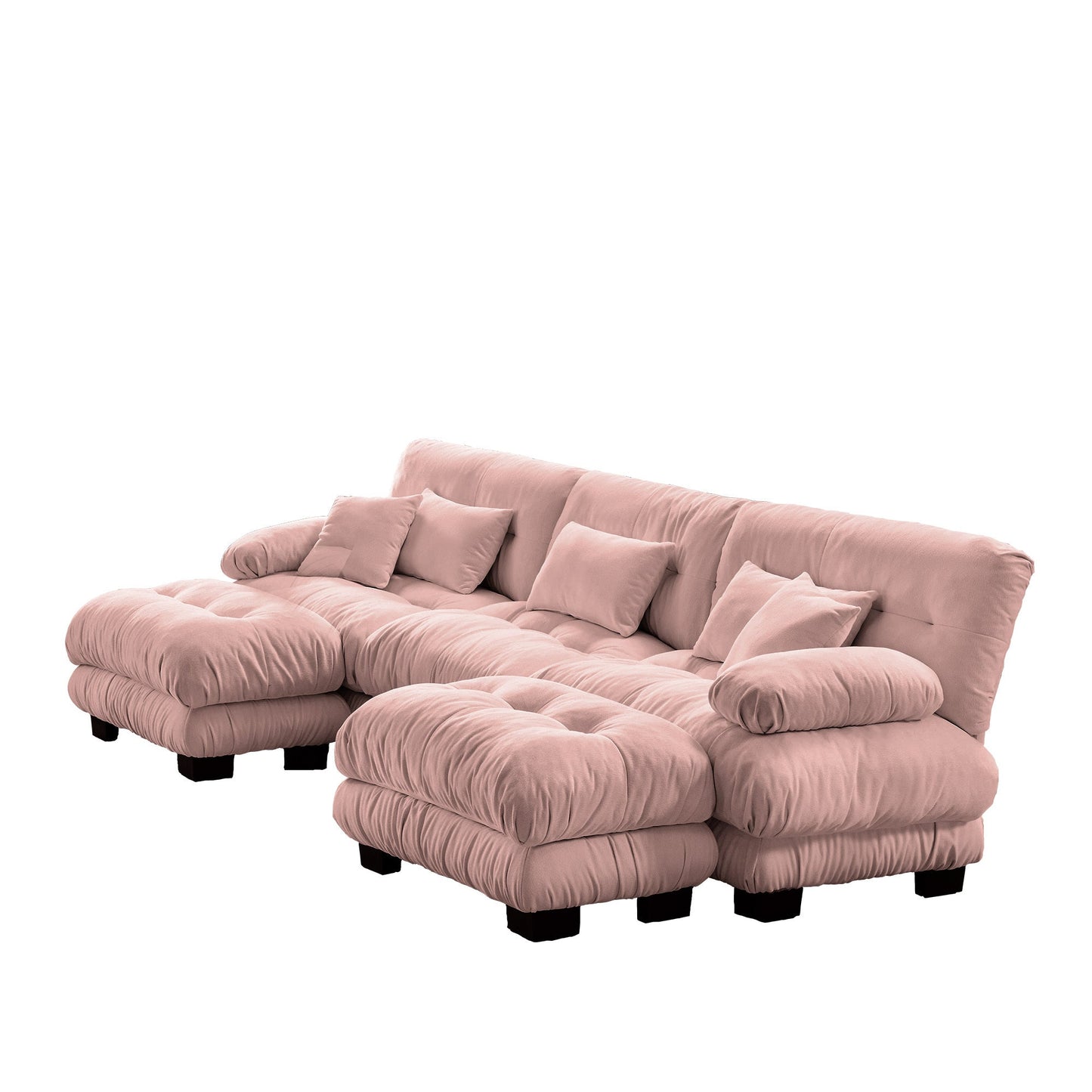 NEW Luxury Modular Sectional Sofa Couch - Oversized U Shaped Cloud Couch for Living Room,Deep Seat Sofa Couch with 2 Ottomans ,Chenille Pink