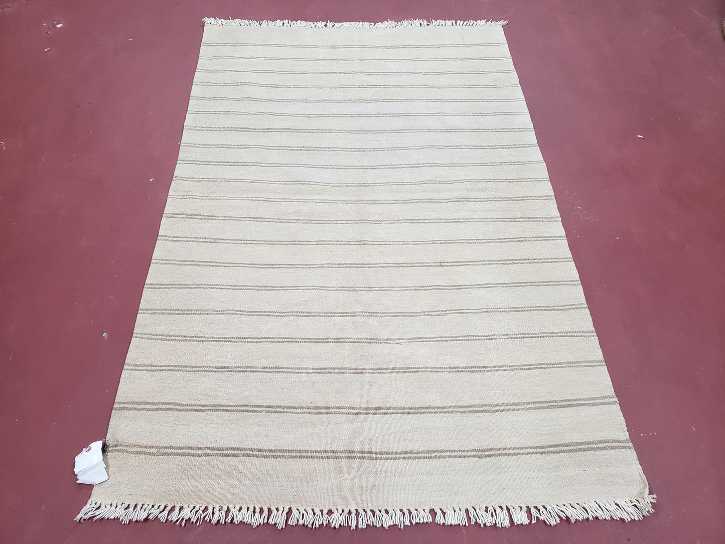 USED New Striped Turkish Kilim Area Rug 4x6 ft, Hand-Knotted, Wool, Light Gray, Earth Tone Decor, Flatweave Kilim, Two Toned Rug, Southwestern