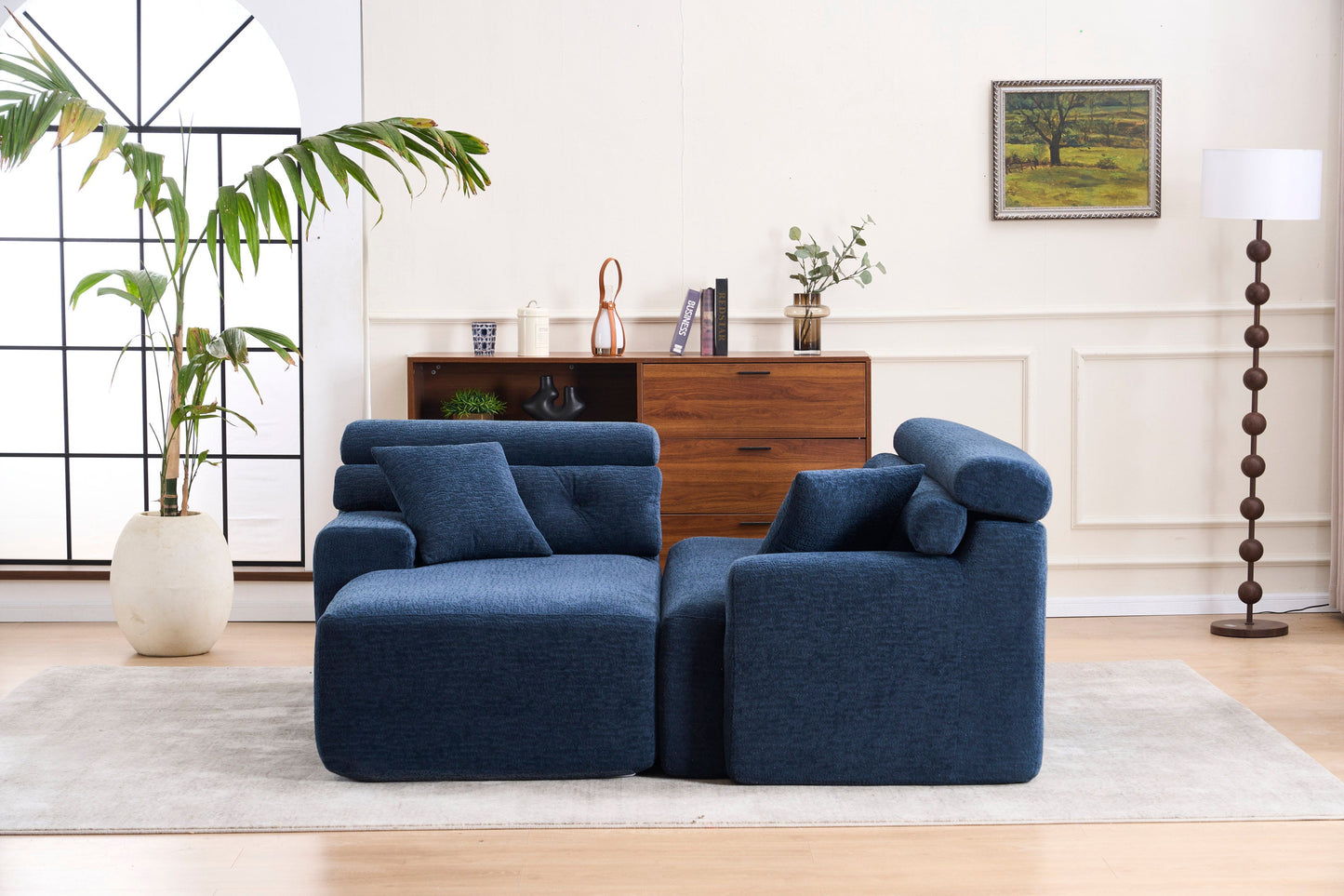 NEW 105'' Blue Cloud Sectional Couch with L-Shape Chaise Modern Modular Deep Seat Boneless Sofa