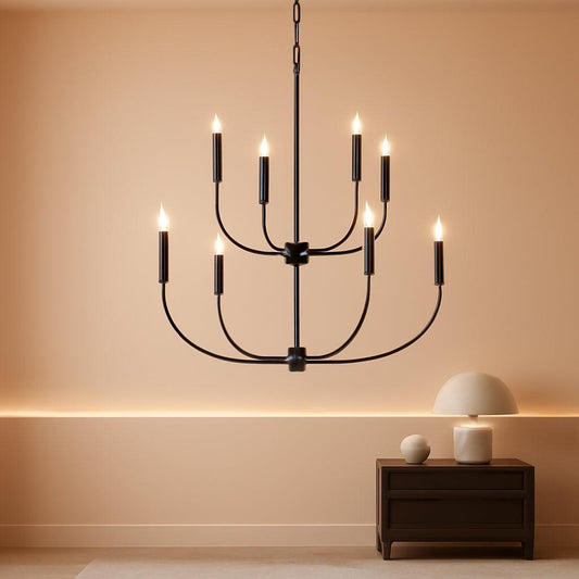 NEW Nine Light Black Chandelier For Entryway Modern Farmhouse