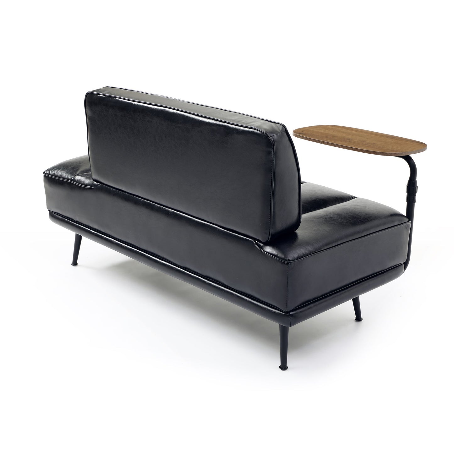 NEW 55' Modern Upholstered Black Faux Leather Bench