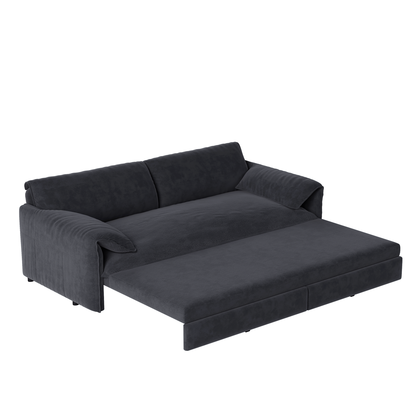 NEW 66' Queen Pull Out 3-in-1 Convertible Sleeper Sofa Bed Multi-Functional Velvet Loveseat with Side Storage