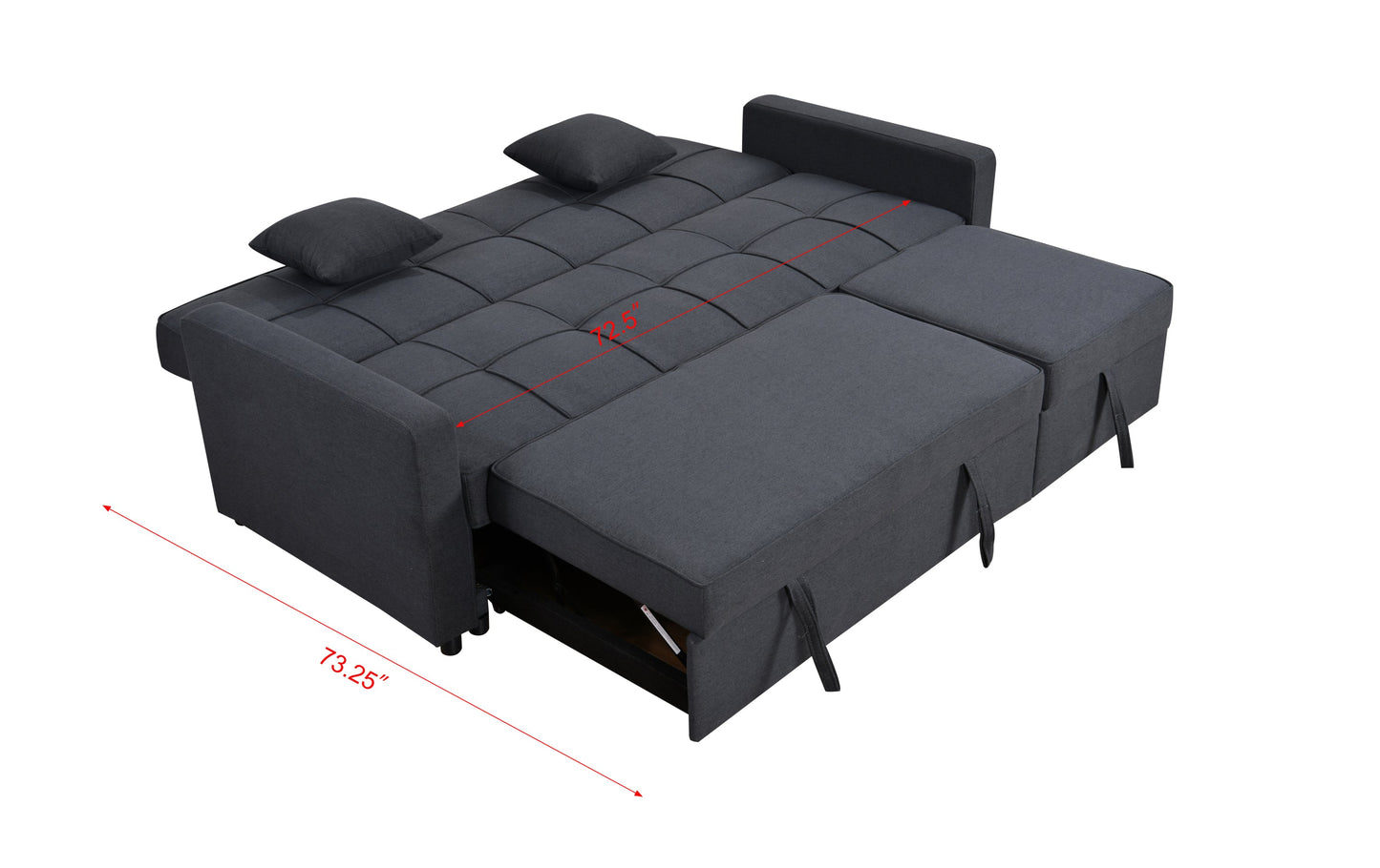 NEW 83' Oversized Upholstered 3 Seater Sofa Bed Sleeper w/ Pull Out Couch Bed & Adjustable Backrest