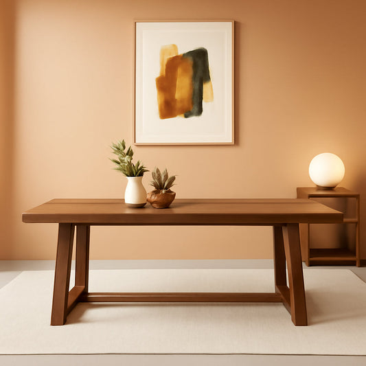 NEW 72 Inch Farmhouse Dining Table Solid Wood Rustic Kitchen Table Pecan Wirebrush