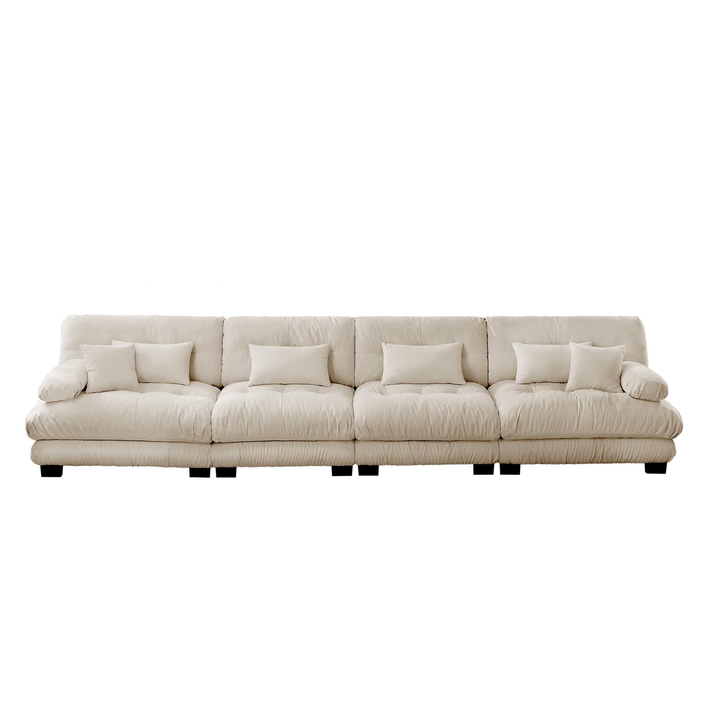 NEW Light Coffee Chenille Comfy Upholstered 4-Seater Sectional Sofa Modular Deep Seat Sofa Couch