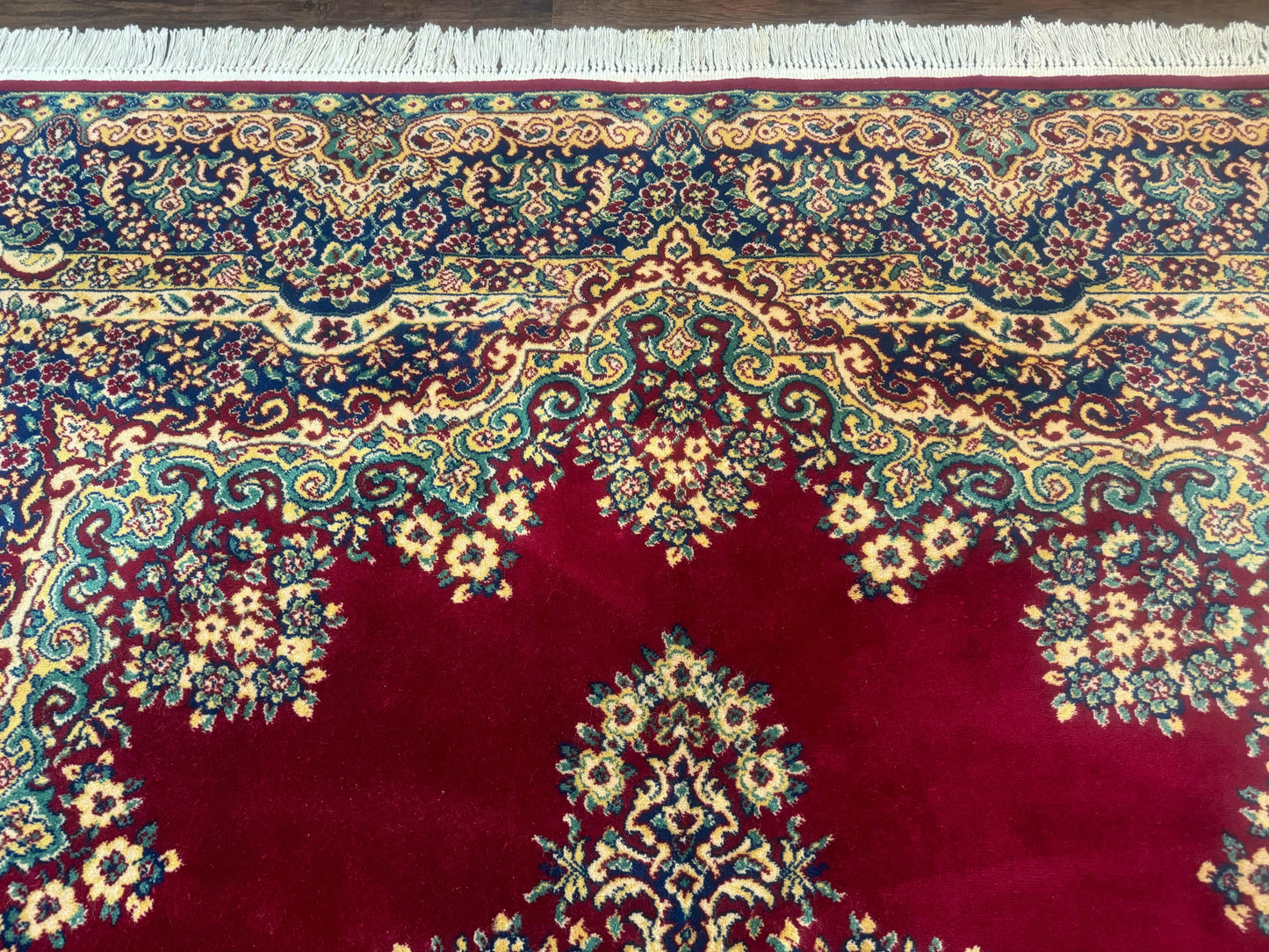 USED Power Loomed Persian Oriental Rug 9x12, Vintage Wool Pile, Kirman Design