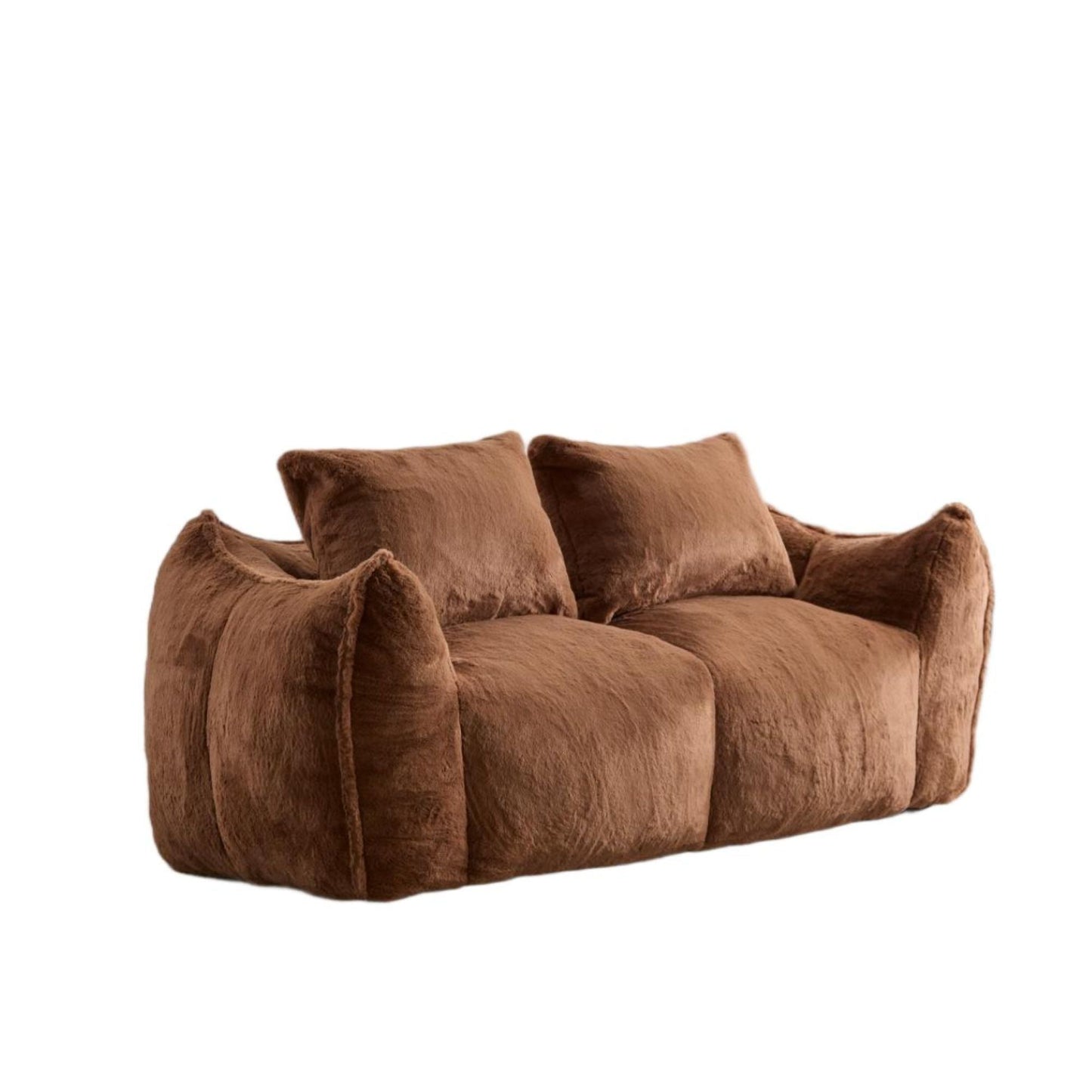 NEW Adult Brown Ultra Soft Fluffy Loveseat Giant Bean Bag Sofa Oversized Chase Lounge Chair with Pillows