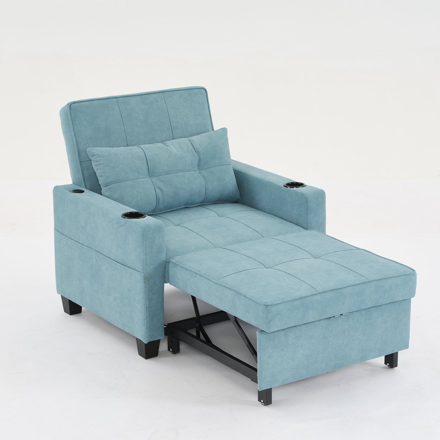 NEW Green Scratch Cloth Futon Chair Bed Convertible 3-in-1 Pull Out Sleeper Bed with USB Port