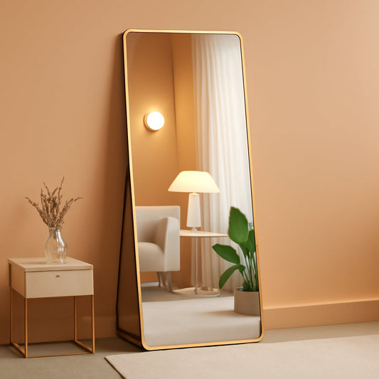 NEW 64 Inch Full Length Mirror With Stand Gold Modern Frame