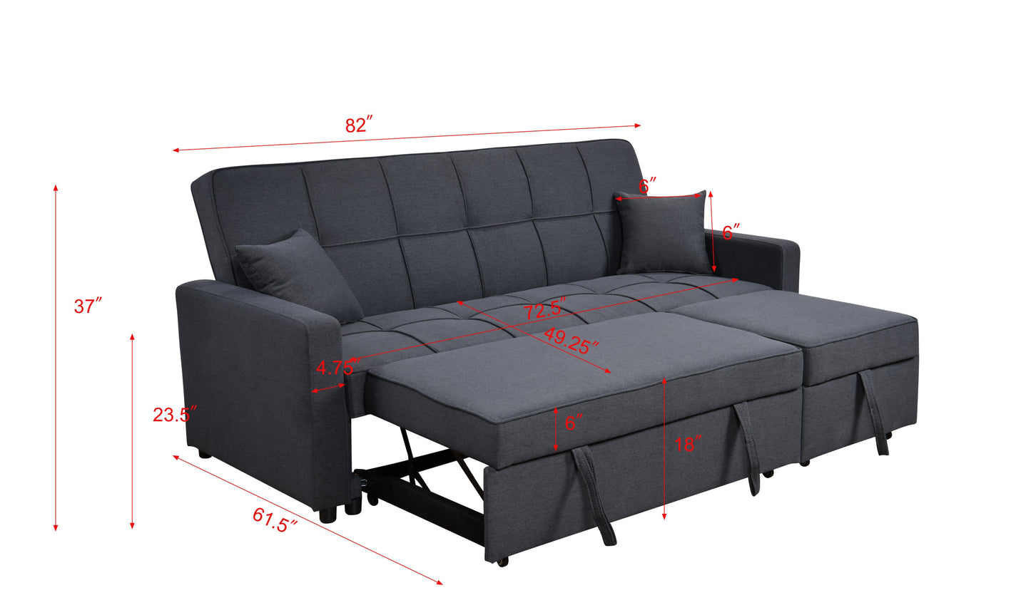 NEW 83' Oversized Upholstered 3 Seater Sofa Bed Sleeper w/ Pull Out Couch Bed & Adjustable Backrest