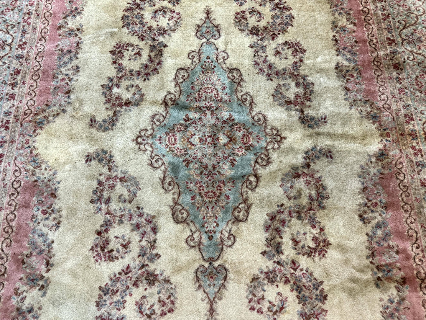 USED Karastan Rug 8.8 x 12, Pastel Ivory Kirman Rug #784, Wool Karastan Carpet, Original 700 Series, Vintage Karastan Area Rug, Discontinued