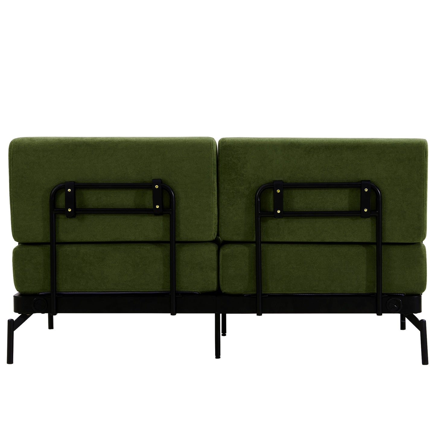 NEW Modern Green Chenille Foam 2 Seat Pillow Top Arms Metal Frame Loveseat