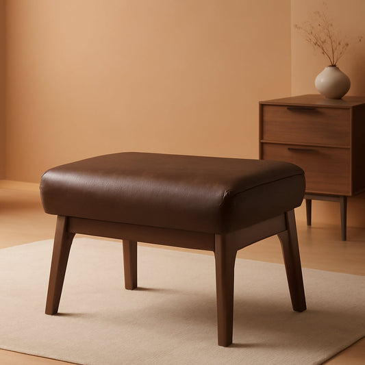 NEW Dark Walnut Ottoman Distressed Faux Leather Upholstery