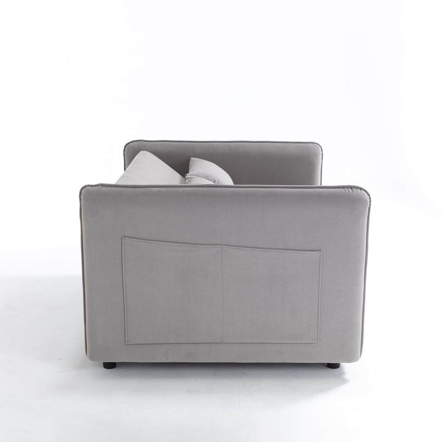 NEW 3 in 1 Pull-Out Convertible Sleeper Futon Sofa Bed 55' Velvet Small Loveseat Lounge Couch with 2 Pillows Reclining Backrest and Side Pockets