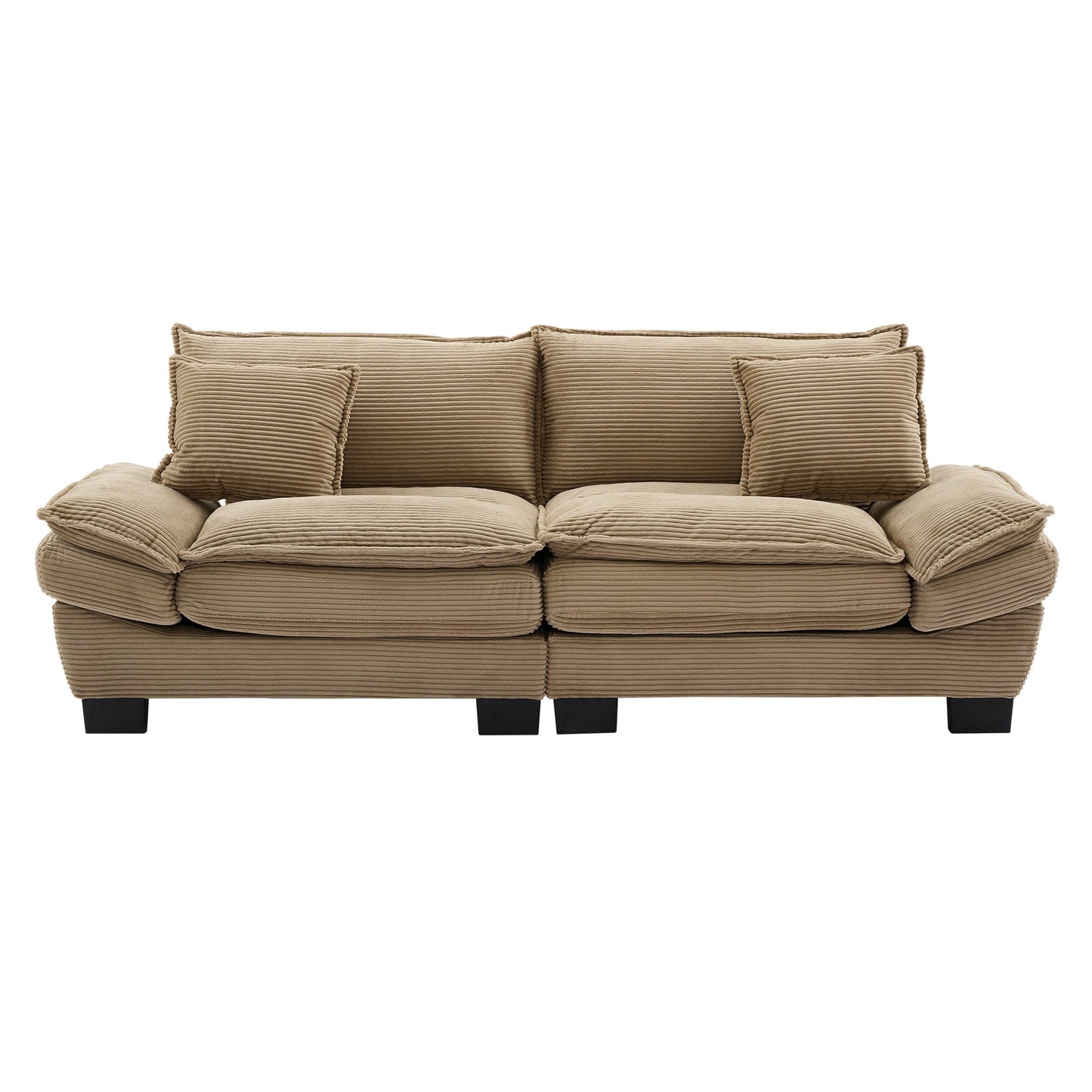 NEW Khaki Corduroy Sofa Sleeper Couch Loveseat with Pillows Comfy Upholstered Deep Seating