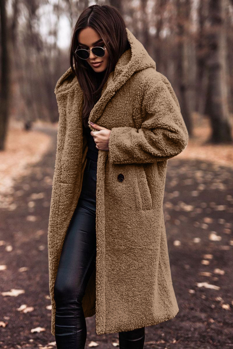 New Autumn Winter Fashion Elegant Long Coat Woman Plush Warm Faux Fleece Coat Women Teddy Jacket Female Teddy Coat Outwear Ladies