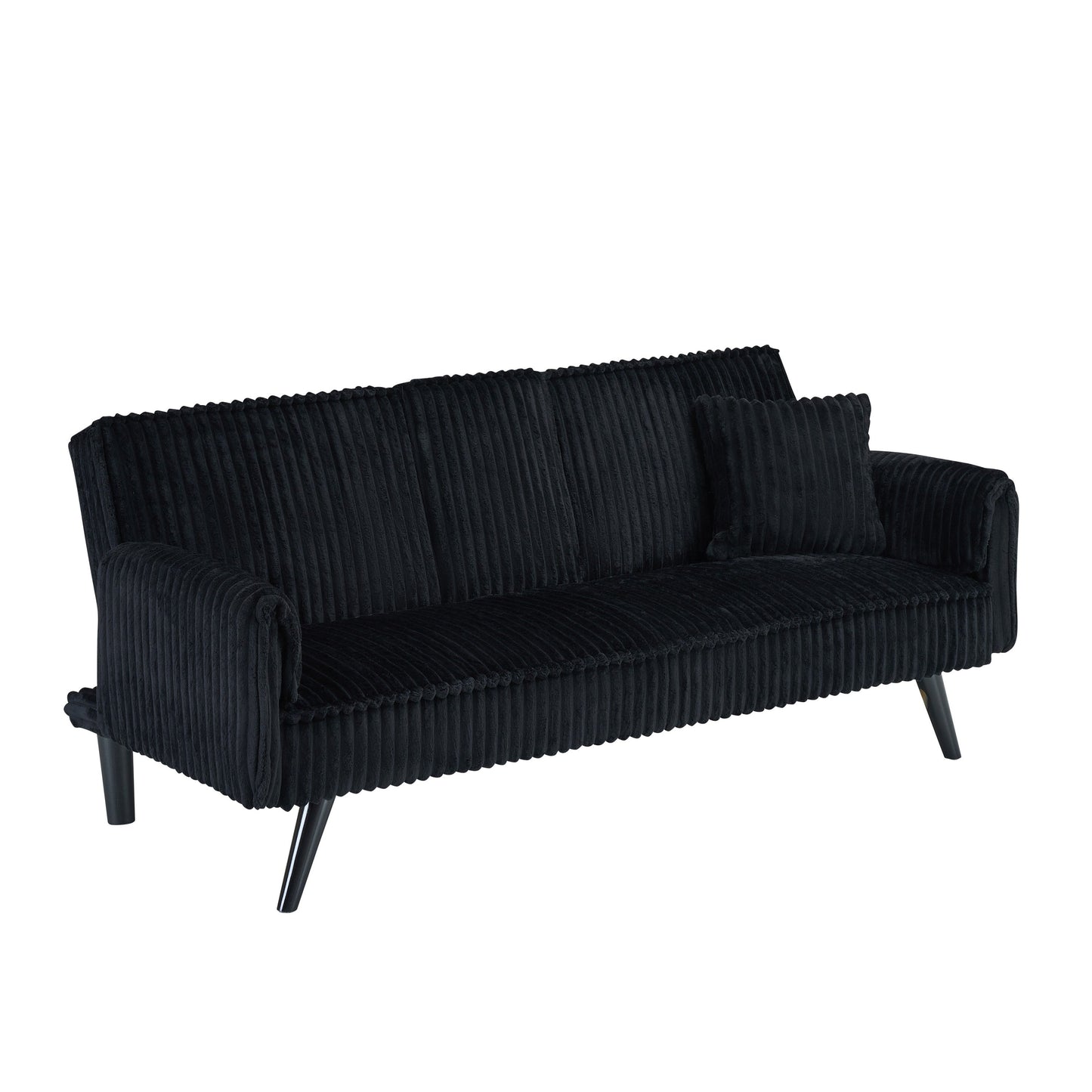 NEW Black Corduroy Fabric 2 Seat Loveseat Sofa Couch with 2 Cup Holders
