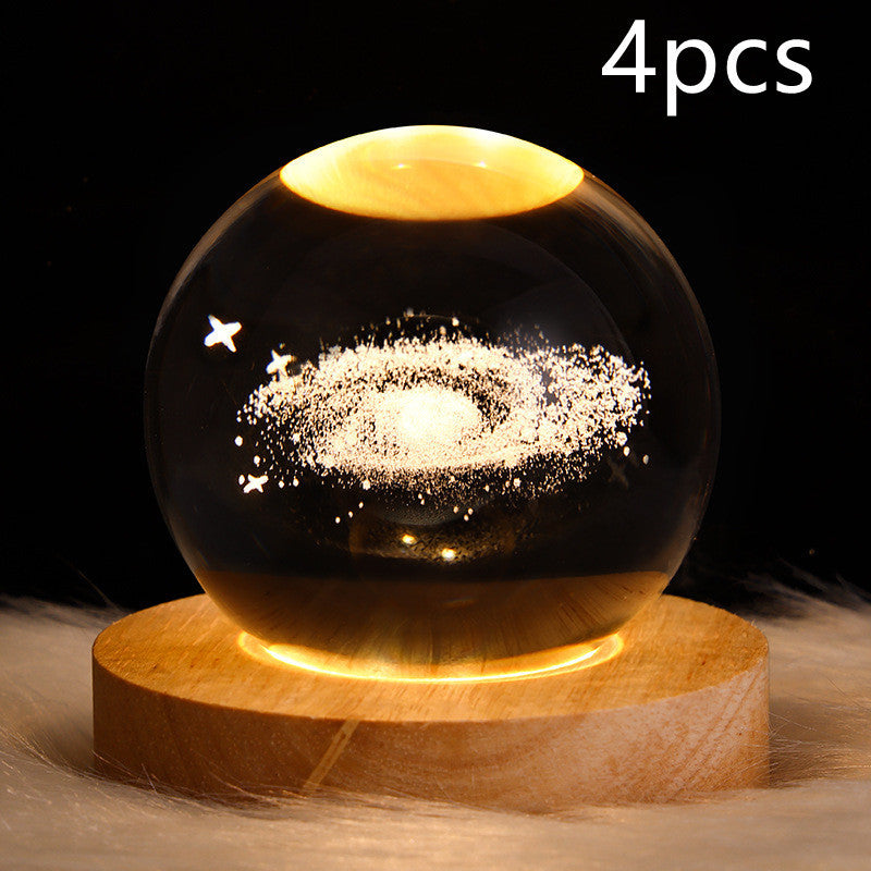 NEW LED Night Light Galaxy Crystal Ball Table Lamp 3D Planet Moon Lamp Bedroom Home Decor For Kids Party Children Birthday Gifts