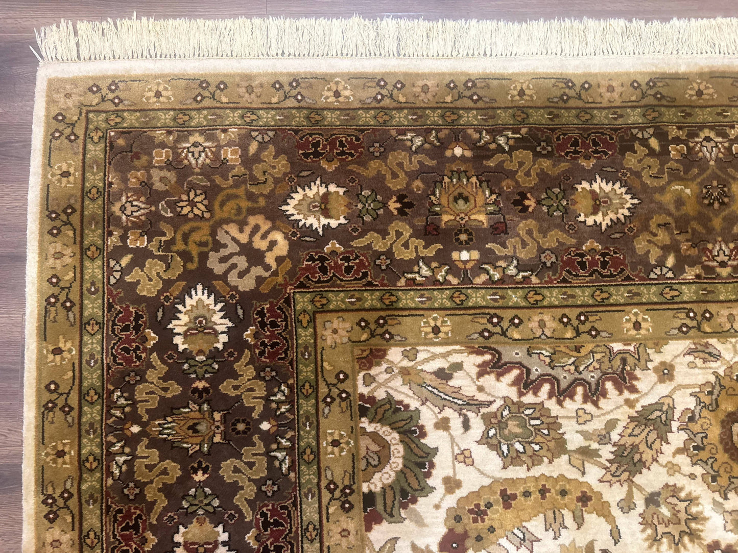 USED Indo Persian Mahal Rug 8x10, Floral Traditional Wool Oriental Carpet