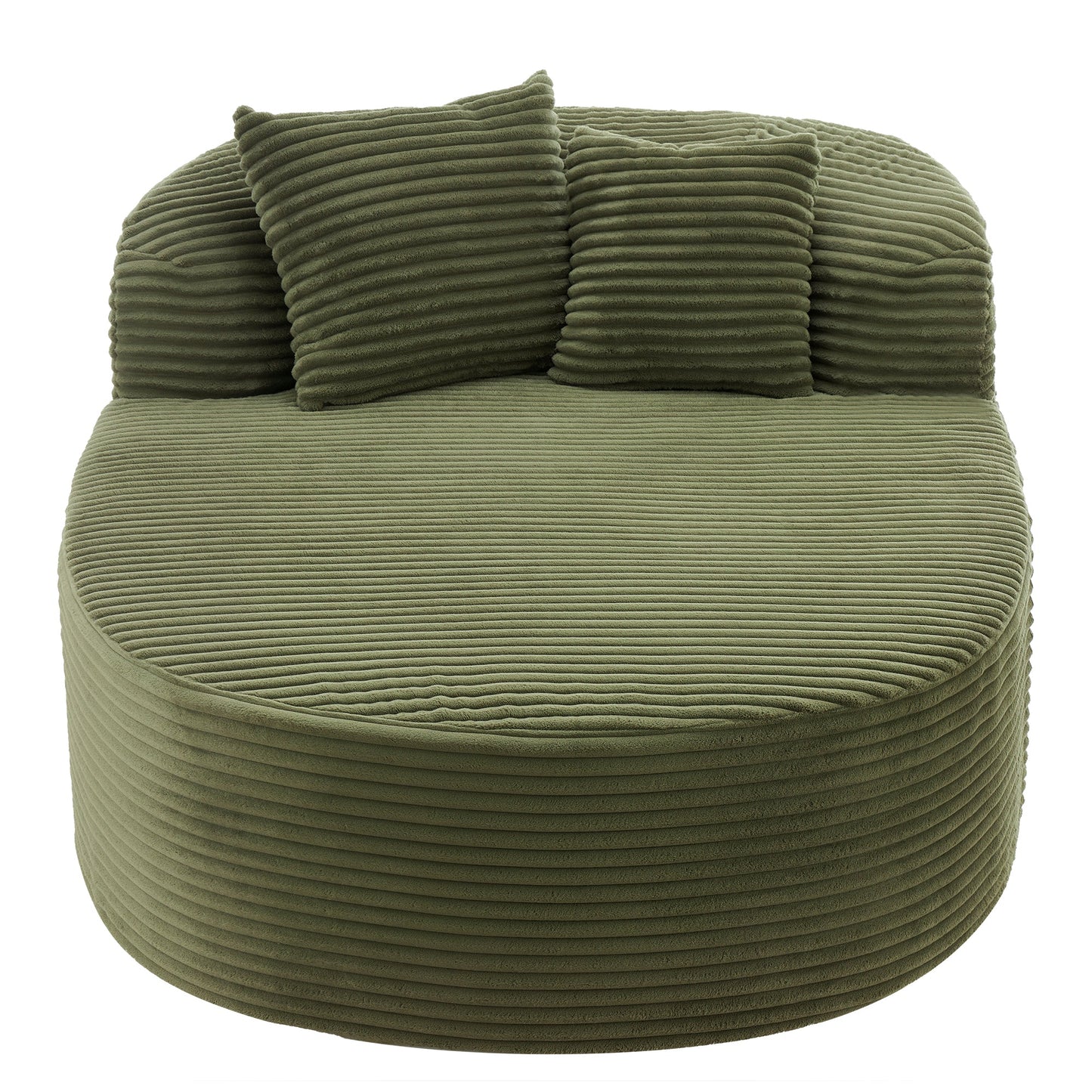 NEW Modern Green Corduroy Chaise Lounge Sofa Bed Boneless Couch with Two Supportive Pillows
