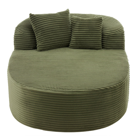 NEW Modern Green Corduroy Chaise Lounge Sofa Bed Boneless Couch with Two Supportive Pillows