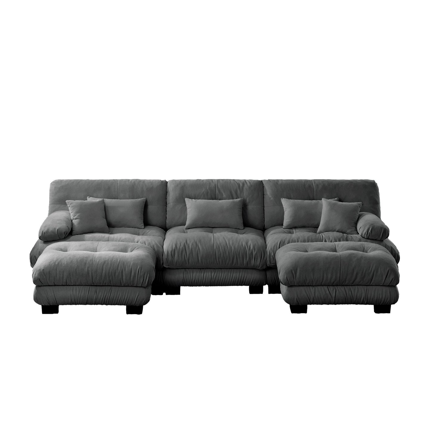 NEW Luxury Modular Sectional Sofa Couch - Oversized U Shaped Cloud Couch for Living Room,Deep Seat Sofa Couch with 2 Ottomans ,Chenille Gray