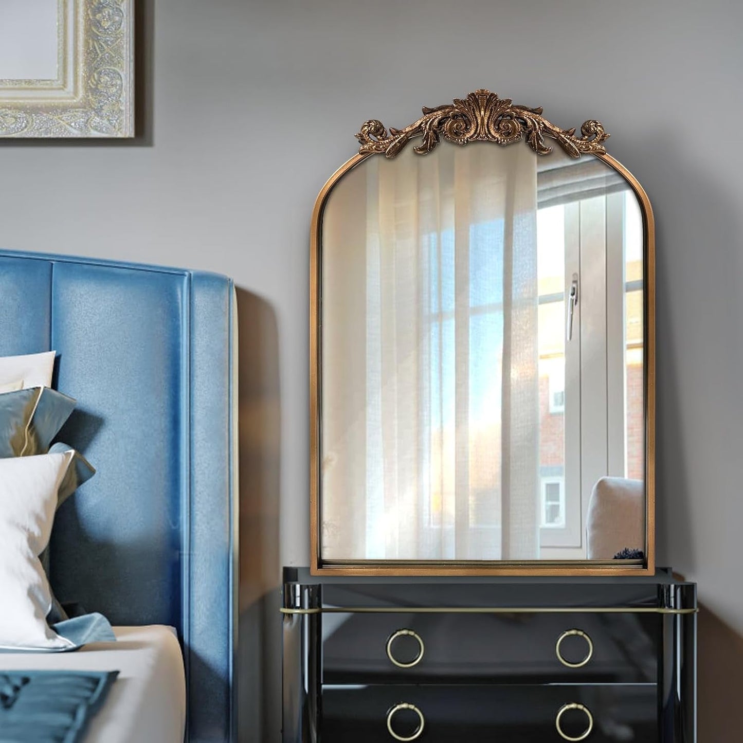 NEW Antique Gold Baroque Arched Wall Mirror 19x27 Decor