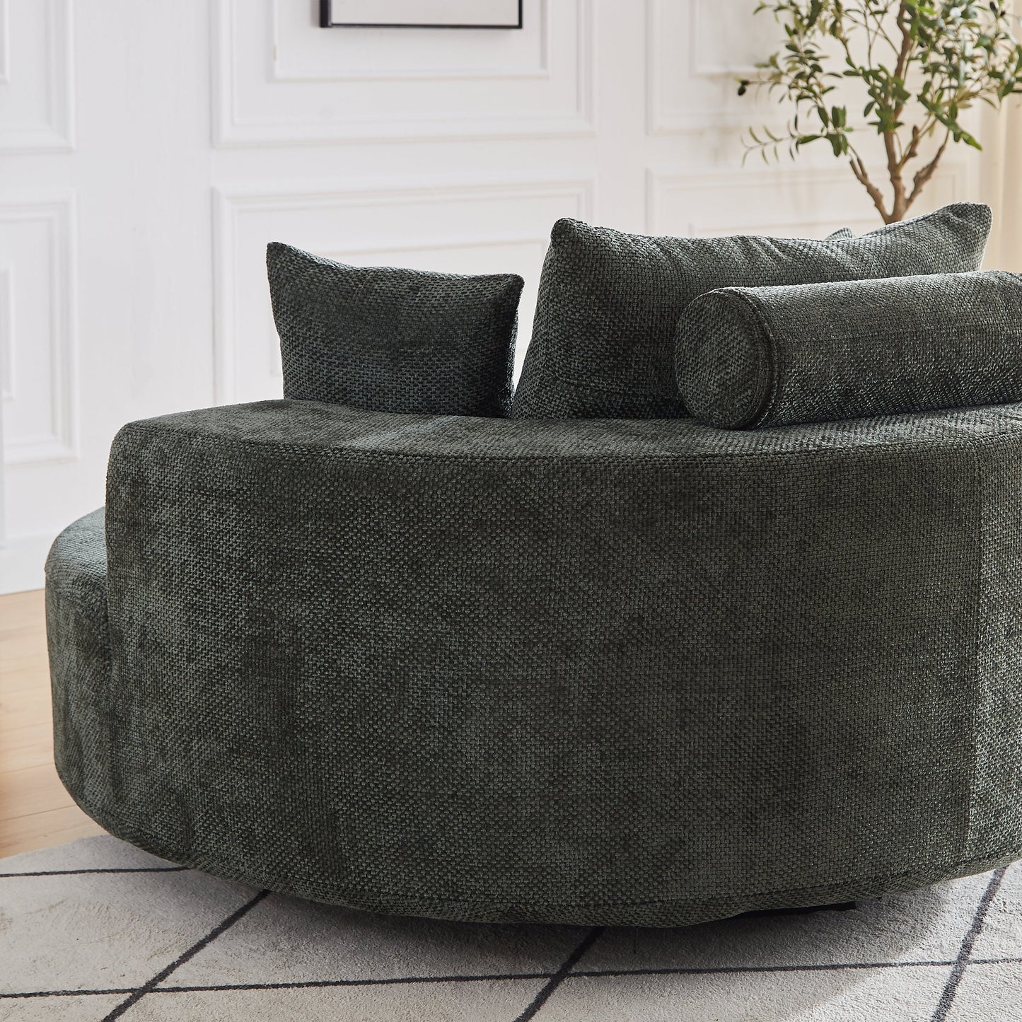 NEW 55''L Chenille Foam Single Swivel Chair, Fluffy Modern Sleeper, 360 Degree Swivel Chair for Living Room, Bedroom, Lounge and Projection Room