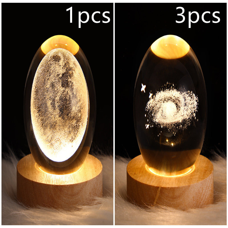 NEW LED Night Light Galaxy Crystal Ball Table Lamp 3D Planet Moon Lamp Bedroom Home Decor For Kids Party Children Birthday Gifts