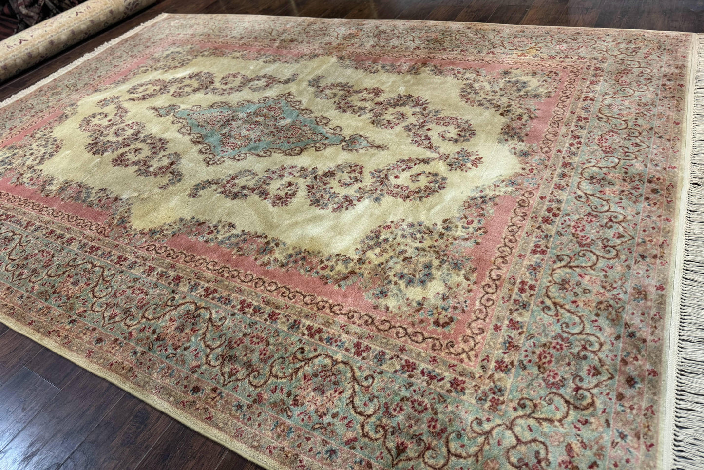 USED Karastan Rug 8.8 x 12, Pastel Ivory Kirman Rug #784, Wool Karastan Carpet, Original 700 Series, Vintage Karastan Area Rug, Discontinued