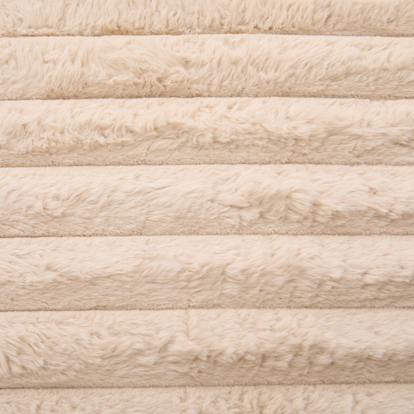 NEW Plush Champagne Faux Rabbit Fur Upholstered Oversized Double Chaise Lounge Sofa with USB Ports and Cup Holders